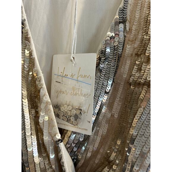 Show Me Your Mumu Wear Me Out Dress Champagne Beaded Sequins S NWT - Picture 7 of 8